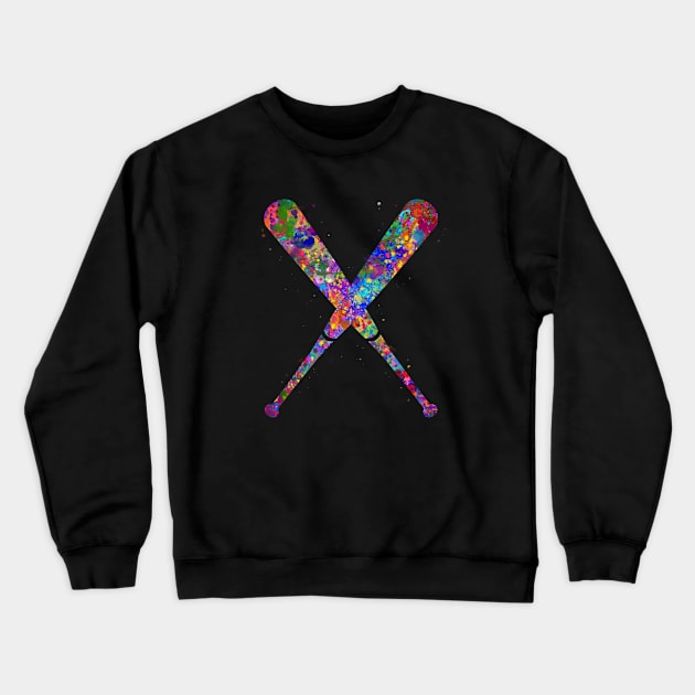 Baseball bat watercolor Crewneck Sweatshirt by Yahya Art